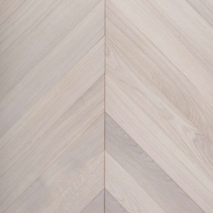 Паркет Елка Французская Lab Arte Chevron Дуб Селект Чегет белый лак 700610х90х153 45°